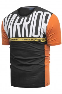 Męska koszulka t-shirt 2072 - czarny / pomarańczowy