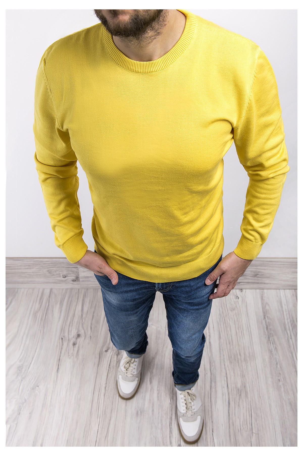 Sweter męski 2300 - żółty