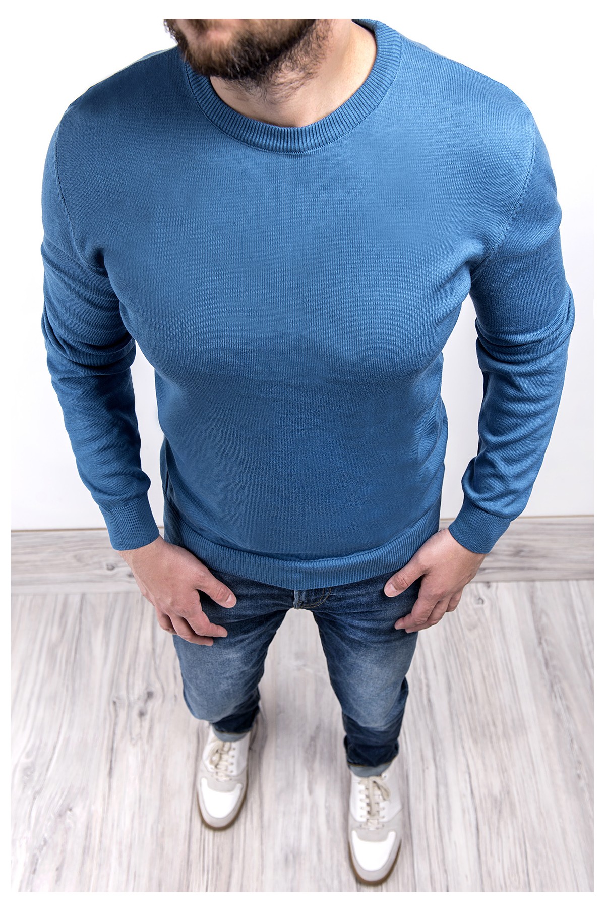 Sweter męski 2300 - niebieski
