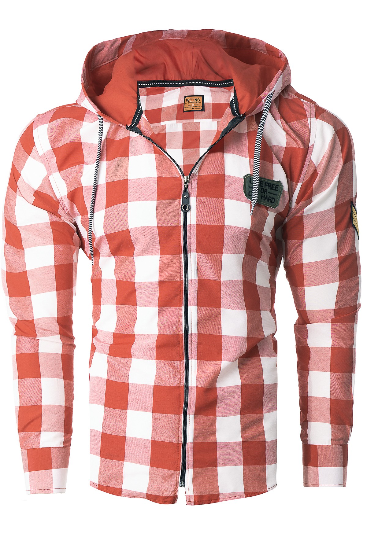 Koszula z kapturem rl60 - czerwono-biała