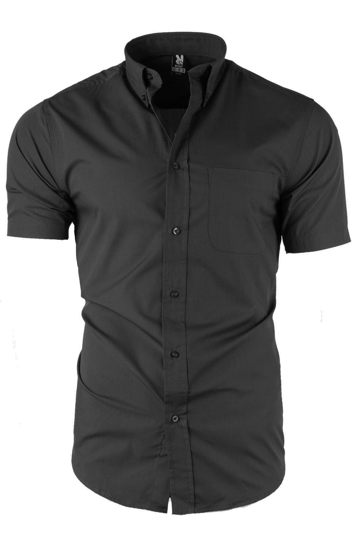 Koszula męska z krótkim rękawem 5503 - czarna