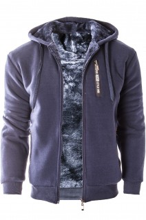 bluza męska ocieplana na futrze 2648 granat