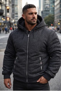 bluza męska ocieplana na futrze s2537A antracyt